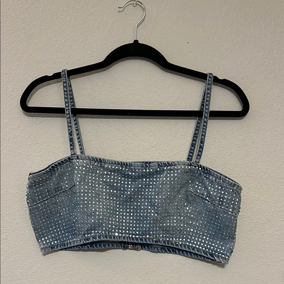 Zara Denim Studded Top - Picture 1 of 4